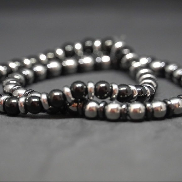 2Pcs 6mm Stainless Steel Beaded Bracelet Set #8654 - Picture 3 of 3